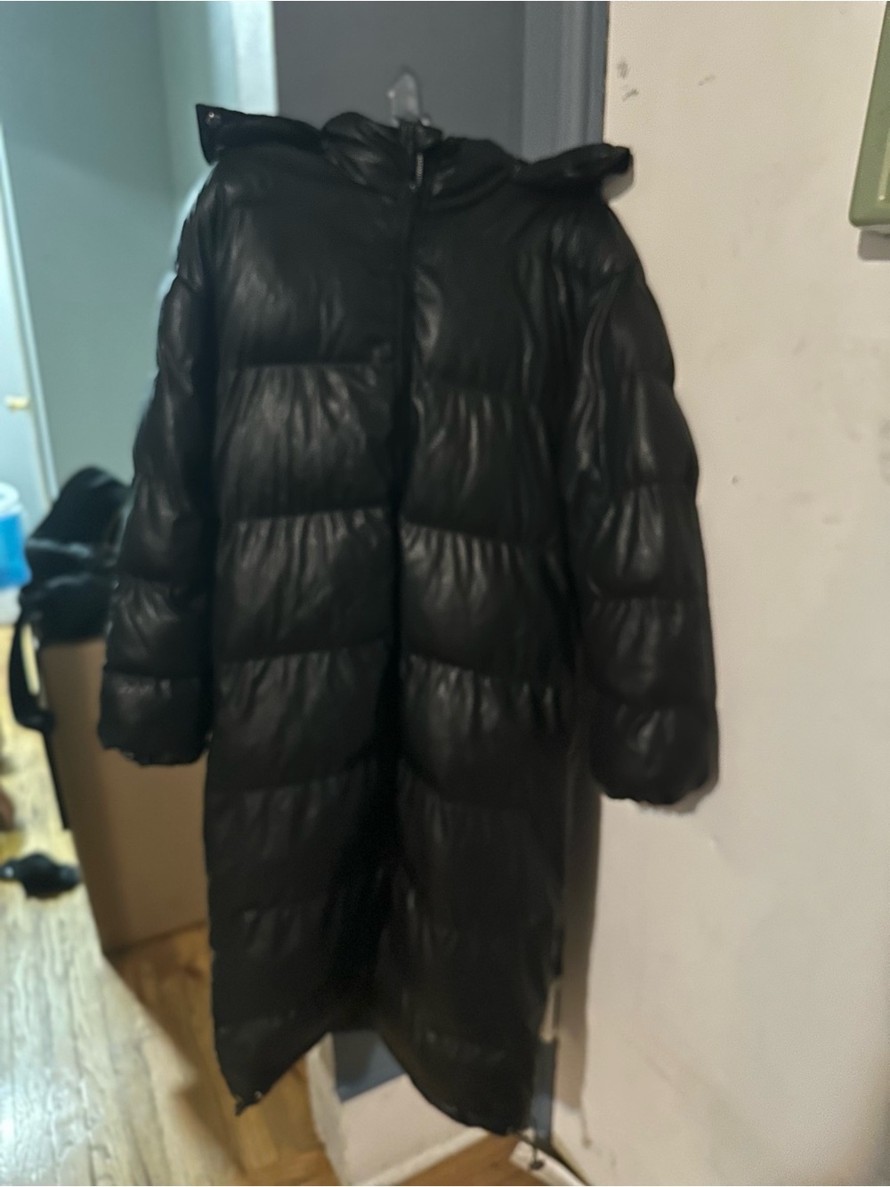 Woman’s Black Puffer Coat with Hood